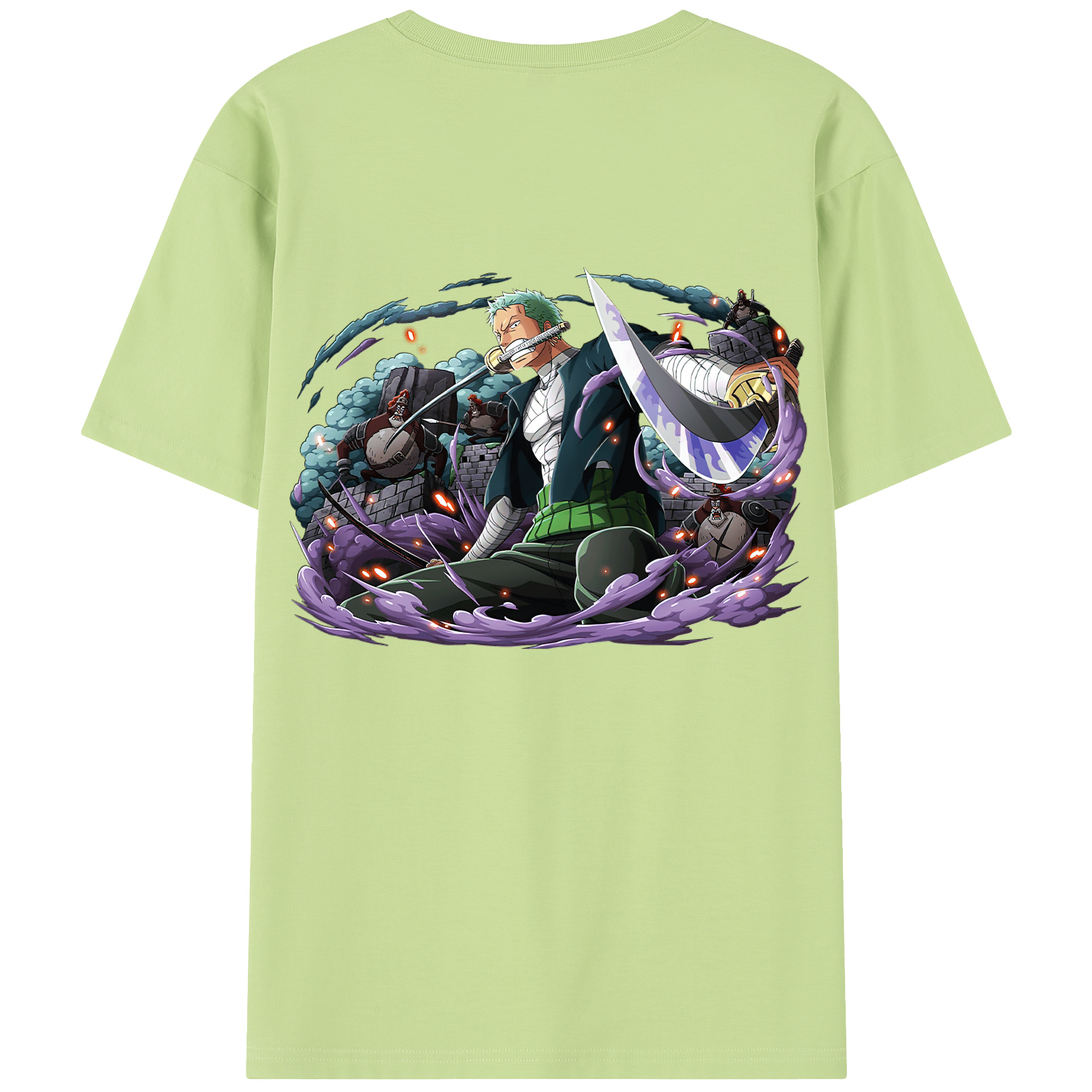 ワンピース ロロノア・ゾロ ONE PIECE Roronoa Zoro 綿100％半袖Tシャツ（背面プリント）